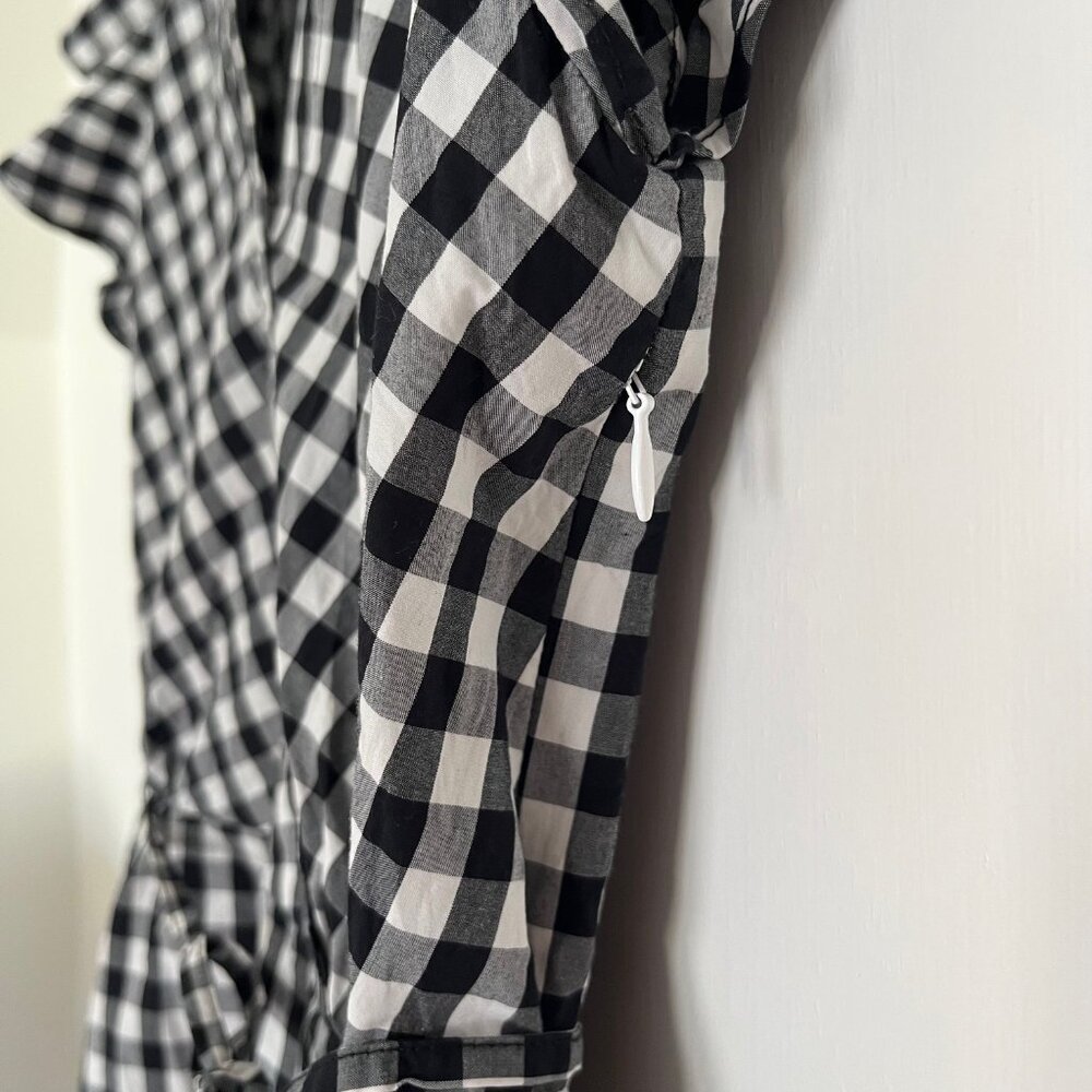 J Crew Flutter Sleeve Wrap Gingham Blouse | Size 4 - Picture 7 of 10